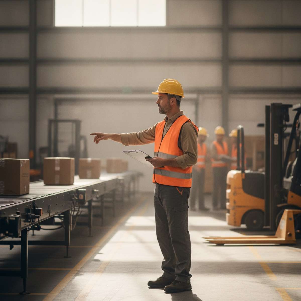 A safety manager conducting a facility walkthrough to spot top workplace safety issues
